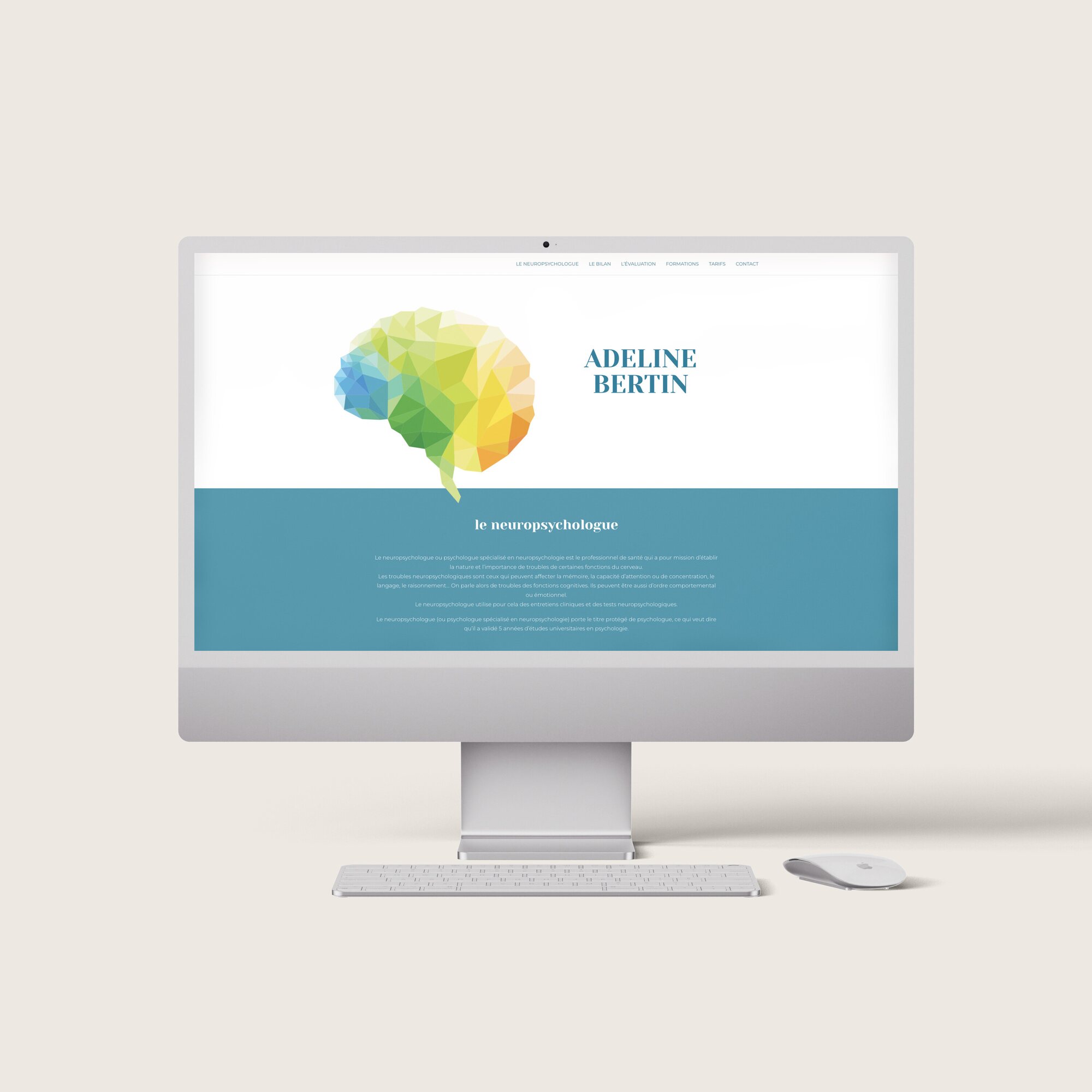 Mockup du site Adeline Bertin – Neuropsychologue réalisé par GDRF Studio