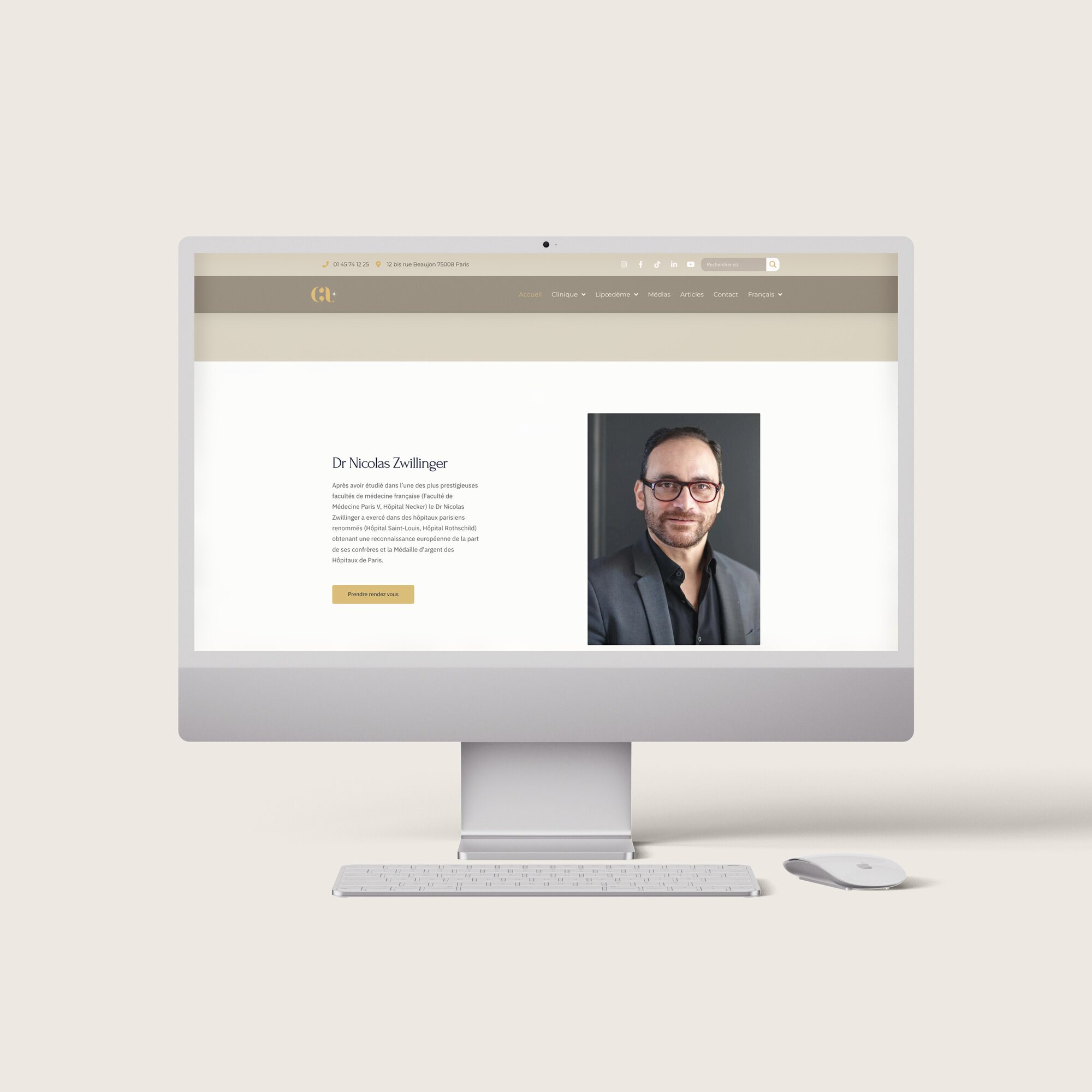 La Clinique du Lipœdème – mockup iMac Mockup du site La Clinique du Lipœdème réalisé par GDRF Studio