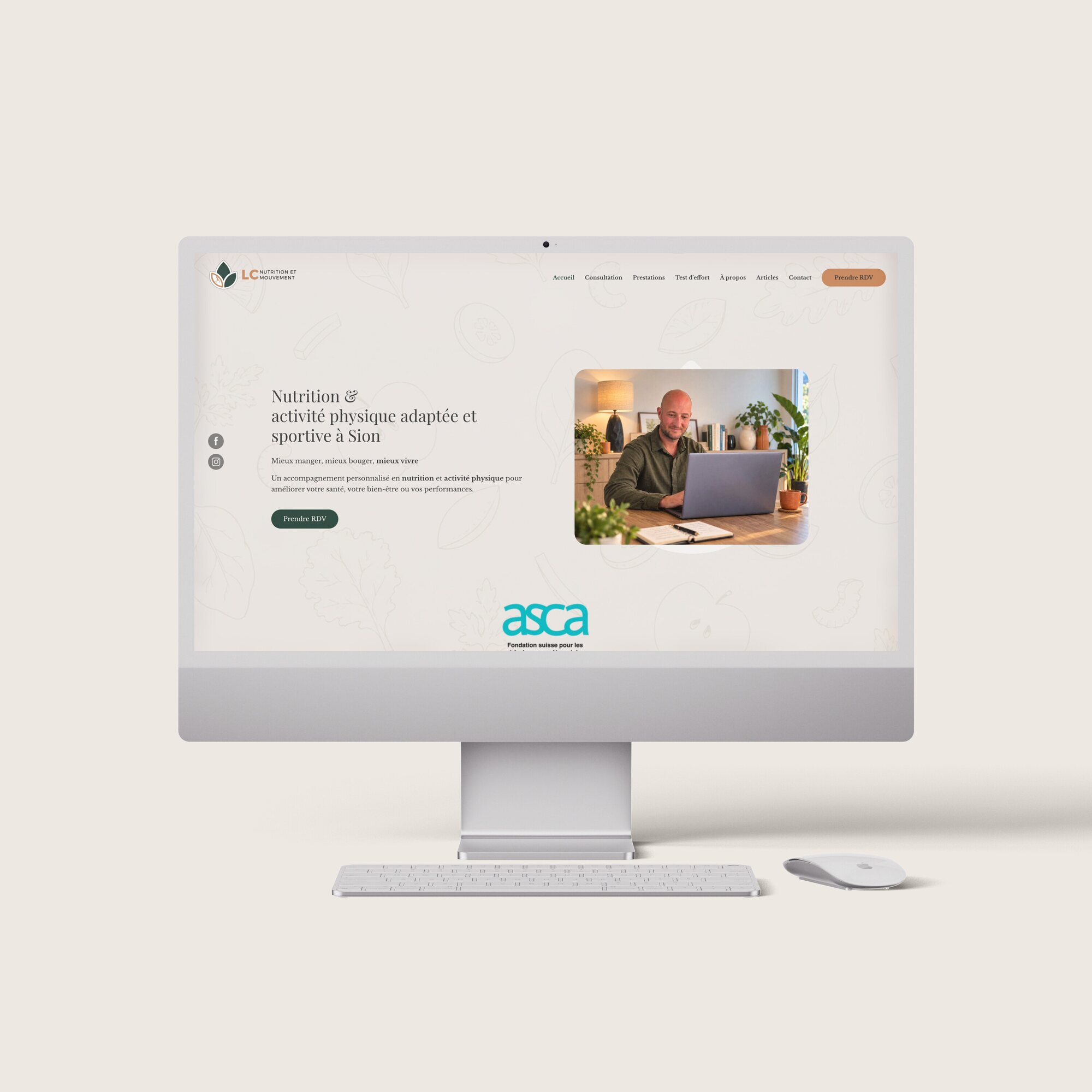 Mockup du site LC Nutrition et Mouvement réalisé par GDRF Studio